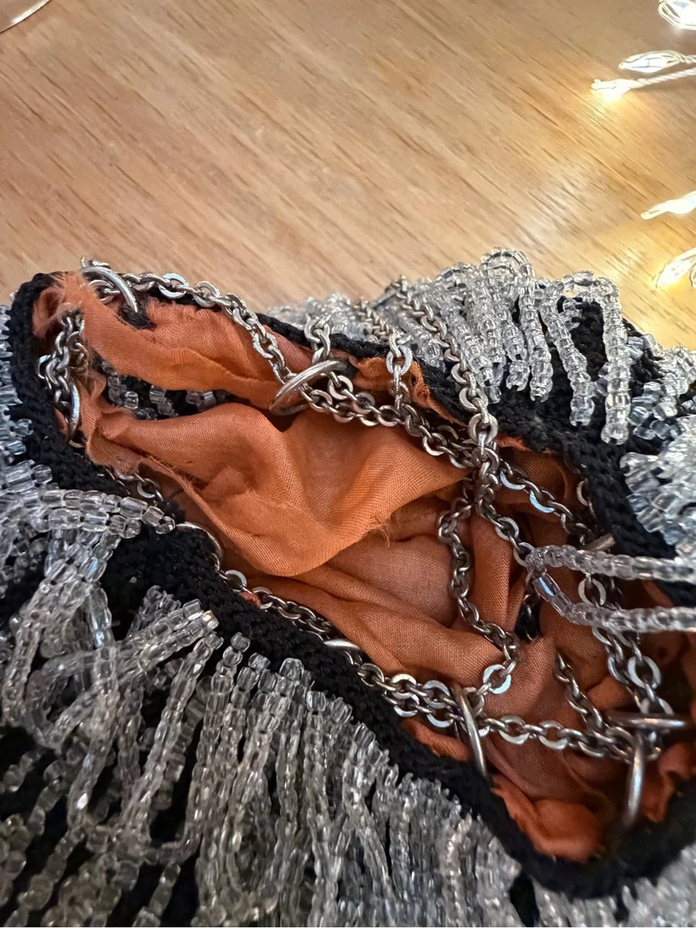 Antique 1920s Art Deco Beaded Swag Purse Flapper Reticule Bag